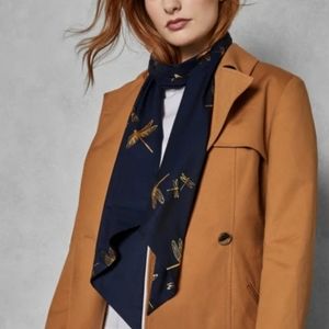 TED BAKER London Navy Gold Foil Skinny Scarf